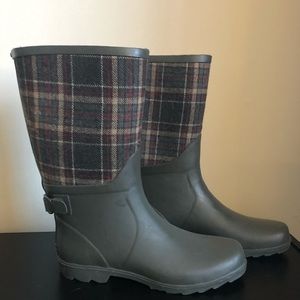 GH Bass & Co Grey & Plaid Tall Rain Boots